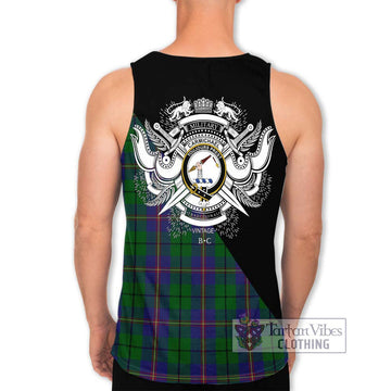 Carmichael Tartan Men's Tank Top with Family Crest and Military Logo Style