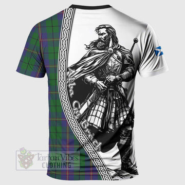 Carmichael Tartan Clan Crest T-Shirt with Highlander Warrior Celtic Style