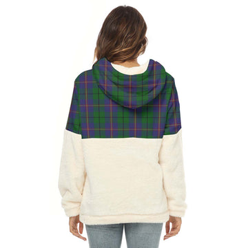 Carmichael Tartan Women's Borg Fleece Hoodie With Half Zip