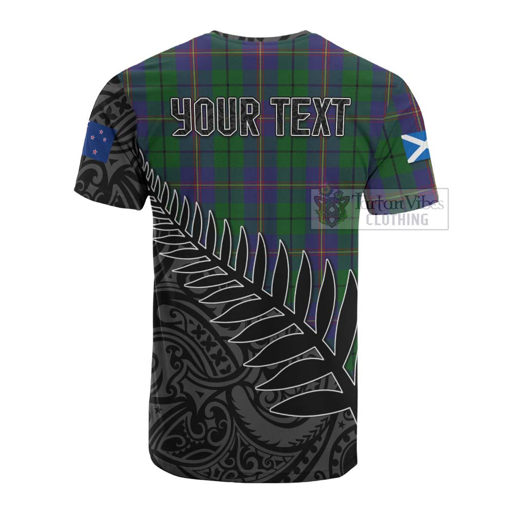 Tartan Vibes Clothing Carmichael Crest Tartan Cotton T-shirt with New Zealand Silver Fern Half Style