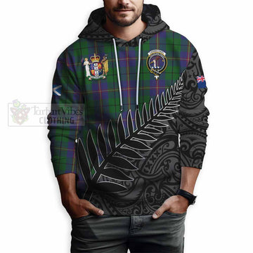 Carmichael Crest Tartan Hoodie with New Zealand Silver Fern Half Style