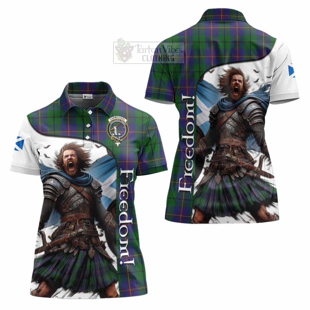 Tartan Vibes Clothing Carmichael Crest Tartan Women's Polo Shirt Inspired by the Freedom of Scottish Warrior