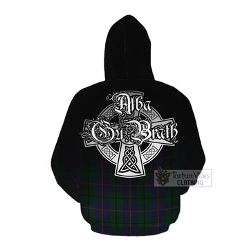 Carmichael Tartan Cotton Hoodie Featuring Alba Gu Brath Family Crest Celtic Inspired