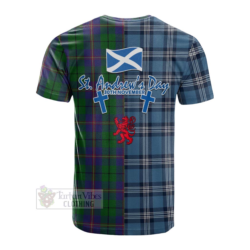 Tartan Vibes Clothing Carmichael Tartan Cotton T-shirt Happy St. Andrew's Day Half Tartan Style