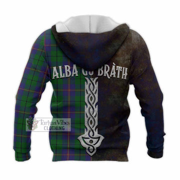 Carmichael Tartan Family Crest Knitted Hoodie Alba Gu Brath Be Brave Lion Ancient Style - Tartan Vibes Clothing