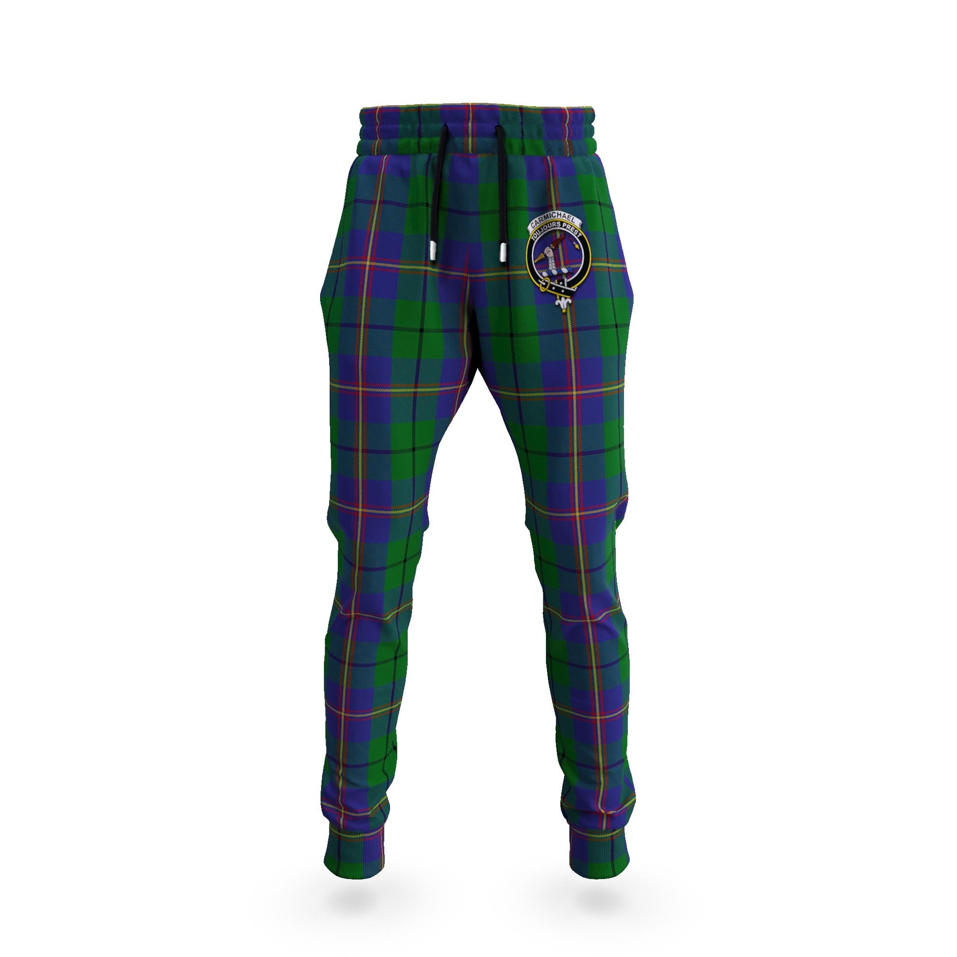 Carmichael Tartan Joggers Pants with Family Crest 5XL - Tartan Vibes Clothing