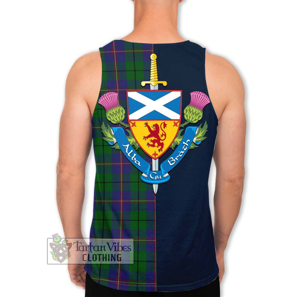 Tartan Vibes Clothing Carmichael Tartan Men's Tank Top with Scottish Lion Royal Arm Half Style