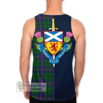 Carmichael Tartan Men's Tank Top Alba with Scottish Lion Royal Arm Half Style