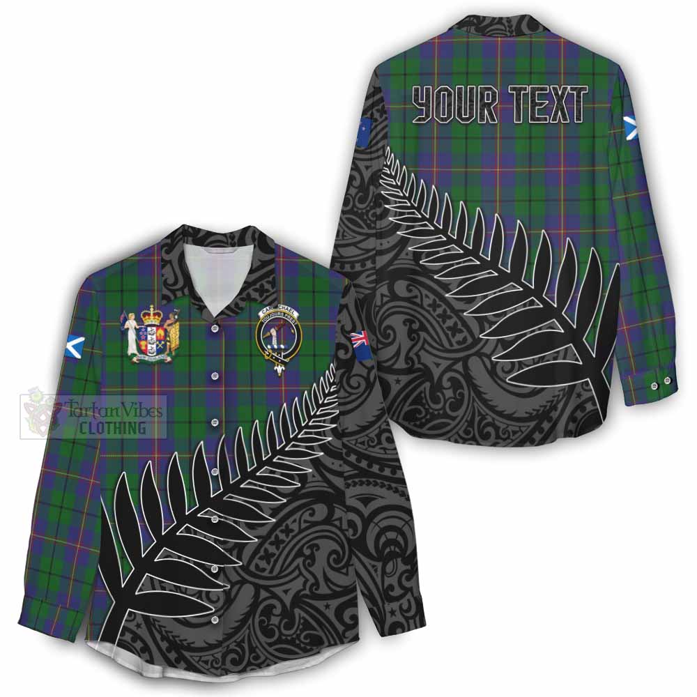 Tartan Vibes Clothing Carmichael Crest Tartan Women's Casual Shirt with New Zealand Silver Fern Half Style