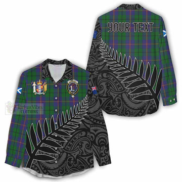 Carmichael Crest Tartan Women's Casual Shirt with New Zealand Silver Fern Half Style