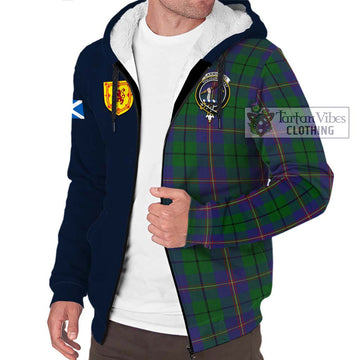 Carmichael Tartan Sherpa Hoodie Alba with Scottish Lion Royal Arm Half Style