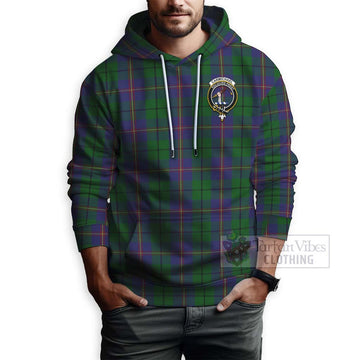 Carmichael Tartan Hoodie with Family Crest and Bearded Skull Holding Bottles of Whiskey - Tartan Vibes Clothing