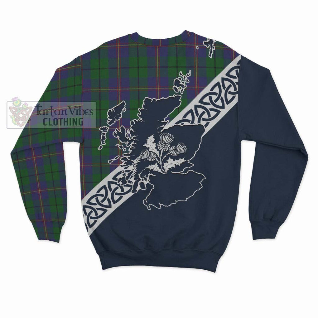 Tartan Vibes Clothing Carmichael Tartan Sweatshirt Featuring Thistle and Scotland Map