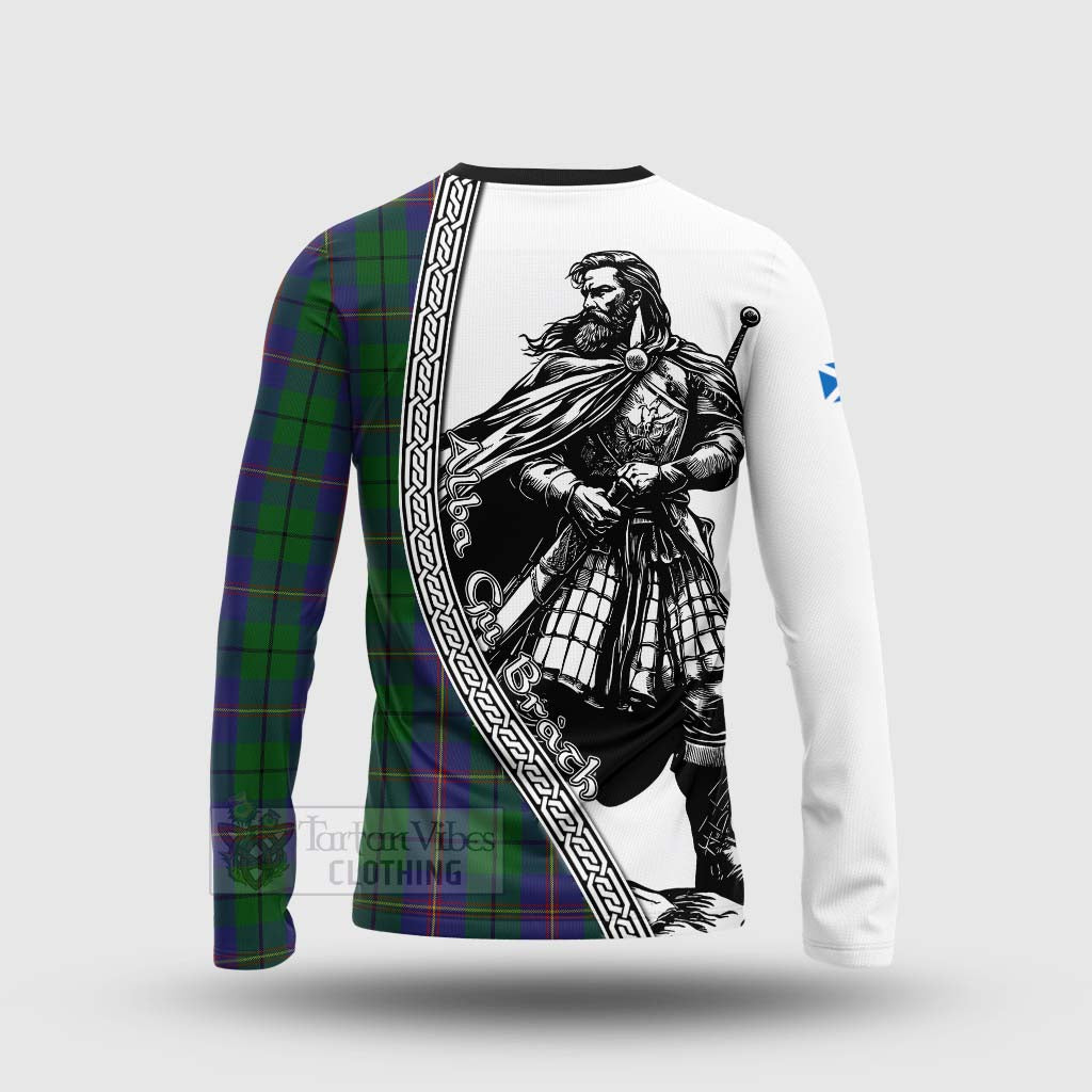 Tartan Vibes Clothing Carmichael Tartan Clan Crest Long Sleeve T-Shirt with Highlander Warrior Celtic Style