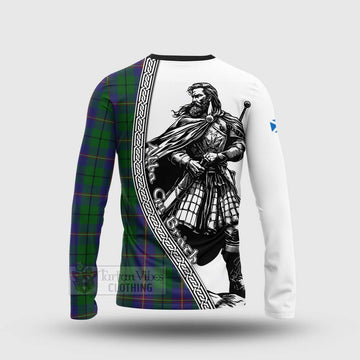 Carmichael Tartan Clan Crest Long Sleeve T-Shirt with Highlander Warrior Celtic Style