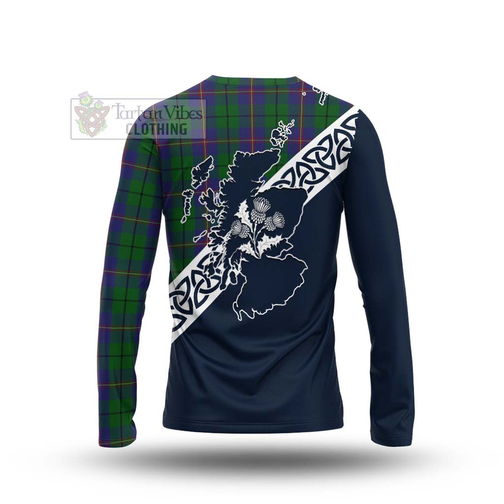 Carmichael Tartan Long Sleeve T-Shirt Featuring Thistle and Scotland Map - Tartan Vibes Clothing