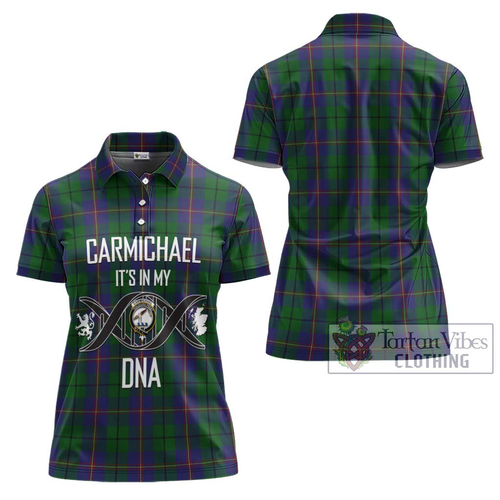 Carmichael Tartan Women's Polo Shirt with Family Crest DNA In Me Style - Tartanvibesclothing Shop