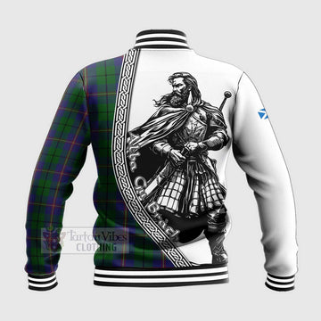 Carmichael Tartan Clan Crest Baseball Jacket with Highlander Warrior Celtic Style - Tartan Vibes Clothing