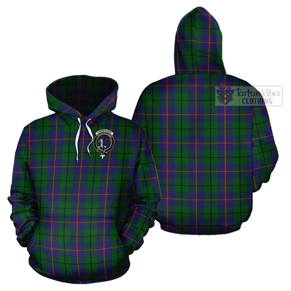 Carmichael Tartan Cotton Hoodie with Family Crest Pullover Hoodie - Tartan Vibes Clothing