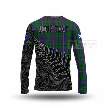 Carmichael Crest Tartan Long Sleeve T-Shirt with New Zealand Silver Fern Half Style