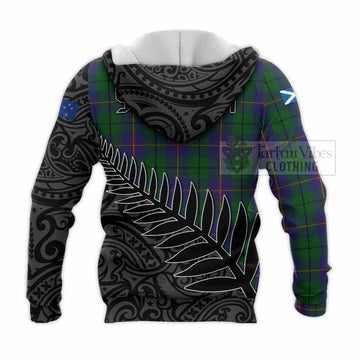 Carmichael Crest Tartan Knitted Hoodie with New Zealand Silver Fern Half Style