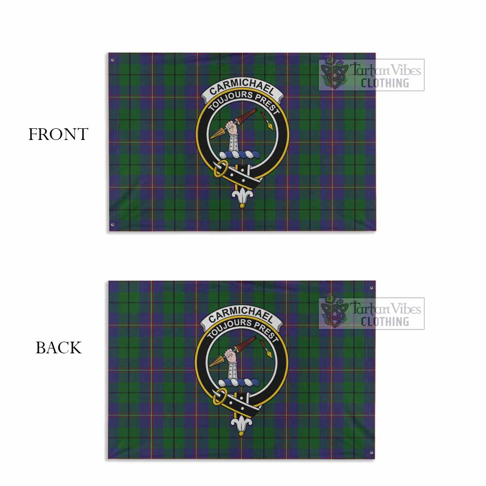 Tartan Vibes Clothing Carmichael Tartan House Flag with Family Crest