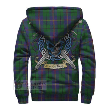 Carmichael Tartan Sherpa Hoodie with Family Crest Celtic Skull Style - Tartan Vibes Clothing