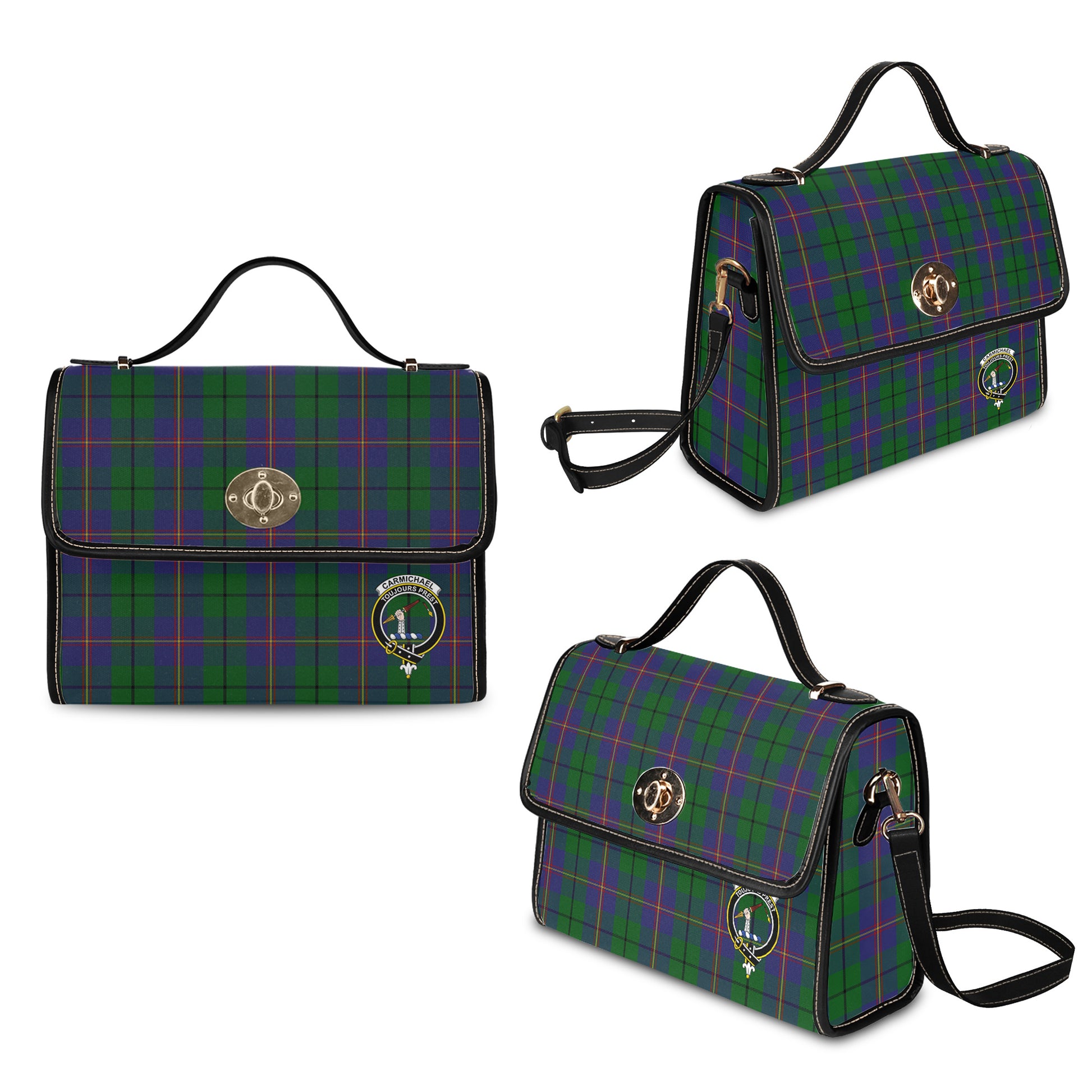 carmichael-tartan-leather-strap-waterproof-canvas-bag-with-family-crest