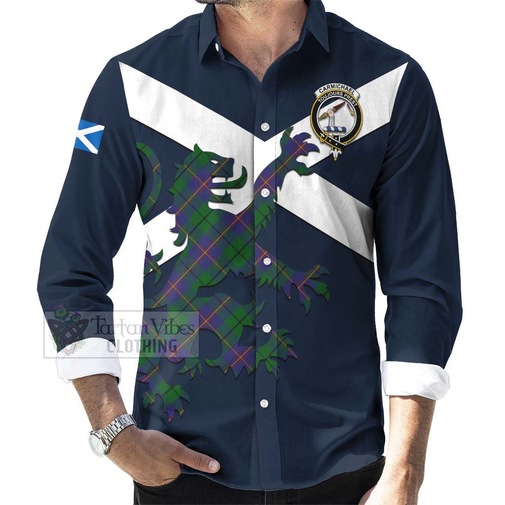 Tartan Vibes Clothing Carmichael Tartan Lion Rampant Long Sleeve Button Shirt – Proudly Display Your Heritage with Alba Gu Brath and Clan Name