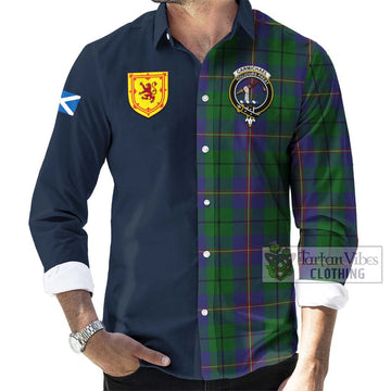 Carmichael Tartan Long Sleeve Button Shirt Alba with Scottish Lion Royal Arm Half Style