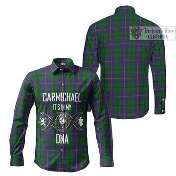 Carmichael Tartan Long Sleeve Button Shirt with Family Crest DNA In Me Style