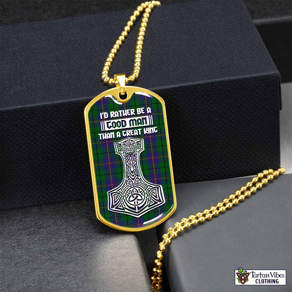 Carmichael Tartan Dog Tag Necklace Viking Mjolnir Style Gold No - Tartan Vibes Clothing