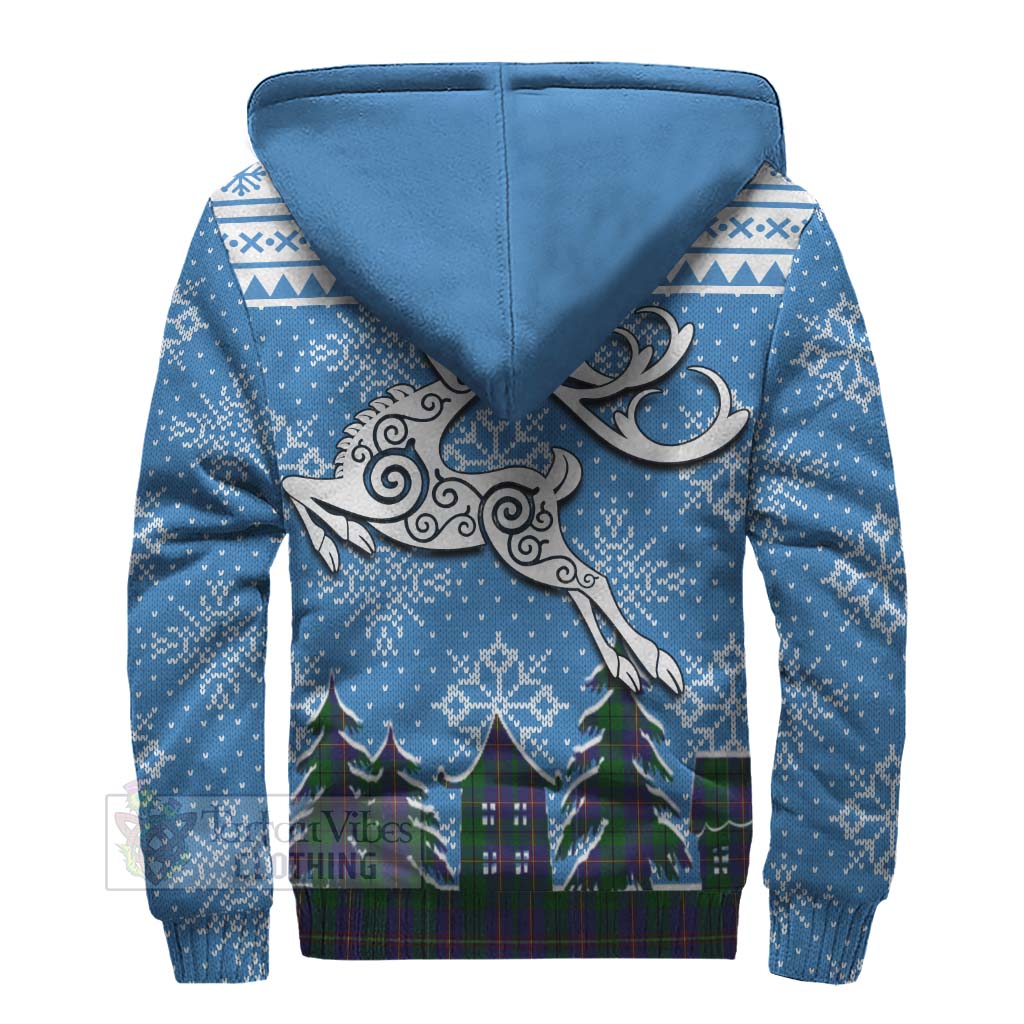 Tartan Vibes Clothing Carmichael Clan Christmas Sherpa Hoodie Celtic Reindeer Style