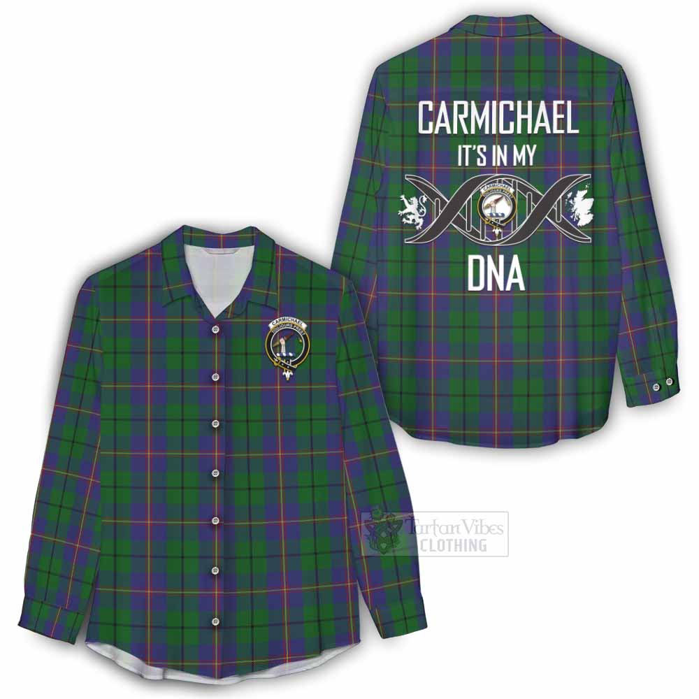 Tartan Vibes Clothing Carmichael Tartan Women's Casual Shirt with Family Crest DNA In Me Style