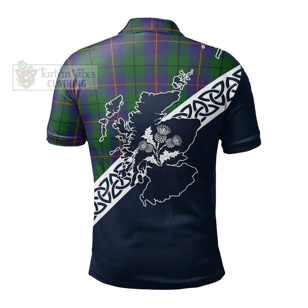 Carmichael Tartan Polo Shirt Featuring Thistle and Scotland Map