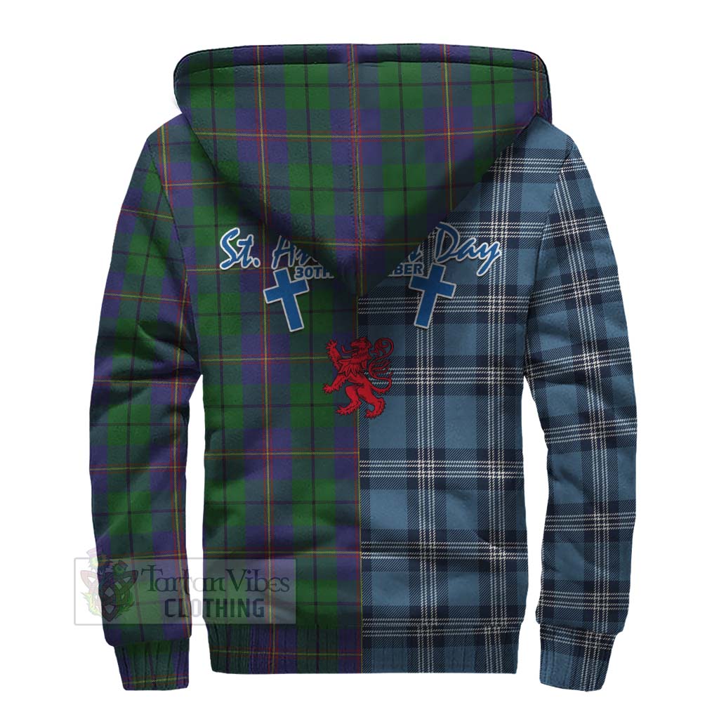 Tartan Vibes Clothing Carmichael Tartan Sherpa Hoodie Happy St. Andrew's Day Half Tartan Style