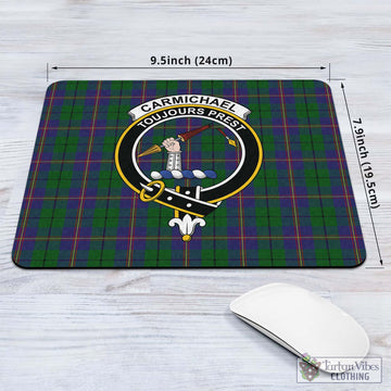 Carmichael Tartan Mouse Pad with Family Crest