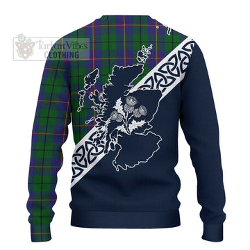 Carmichael Tartan Ugly Sweater Featuring Thistle and Scotland Map