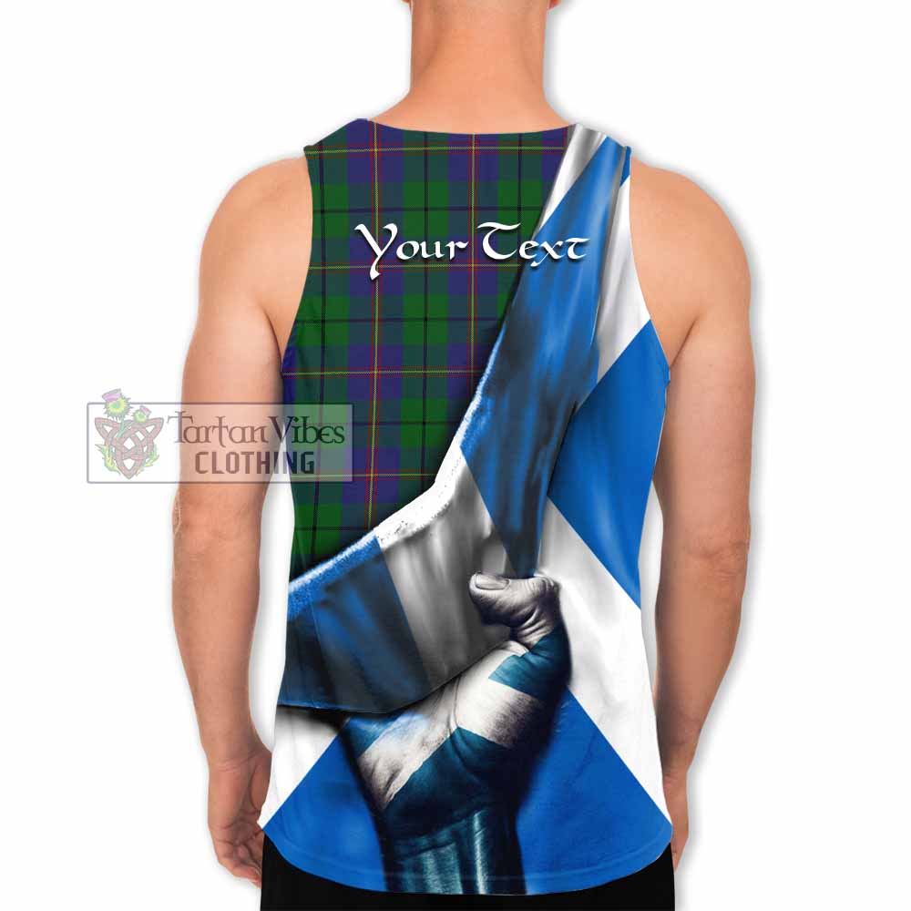 Tartan Vibes Clothing Carmichael Tartan Men's Tank Top with Family Crest Scotland Patriotic Style