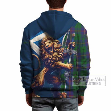 Carmichael Tartan Family Crest Hoodie with Scottish Majestic Lion