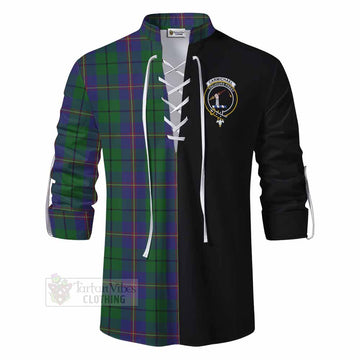 Carmichael Tartan Ghillie Kilt Shirt with Family Crest and Half Of Me Style