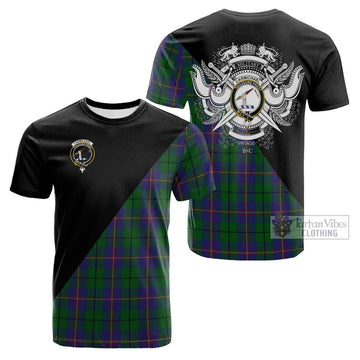 Carmichael Tartan Cotton T-shirt with Family Crest and Military Logo Style