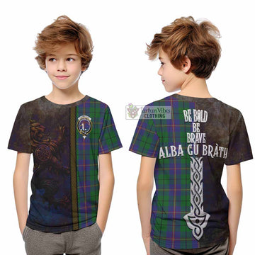 Carmichael Tartan Family Crest Kid T-Shirt Alba Gu Brath Be Brave Lion Ancient Style - Tartan Vibes Clothing