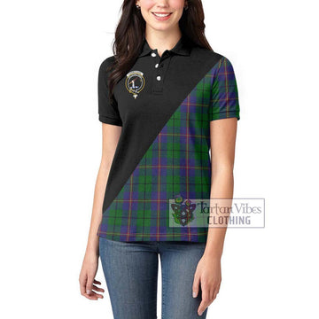 Carmichael Tartan Women's Polo Shirt with Family Crest and Military Logo Style