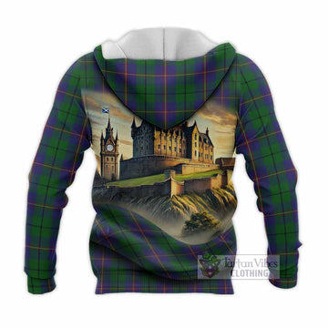Carmichael Tartan Family Crest Knitted Hoodie with Scottish Ancient Castle Style - Tartan Vibes Clothing