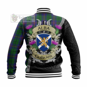 Carmichael Tartan Family Crest Baseball Jacket Lion Rampant Royal Thistle Shield Celtic Inspired - Tartan Vibes Clothing