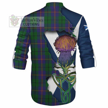 Carmichael Tartan Family Crest Ghillie Kilt Shirt Scottish Thistle Celtic Inspired - Tartan Vibes Clothing