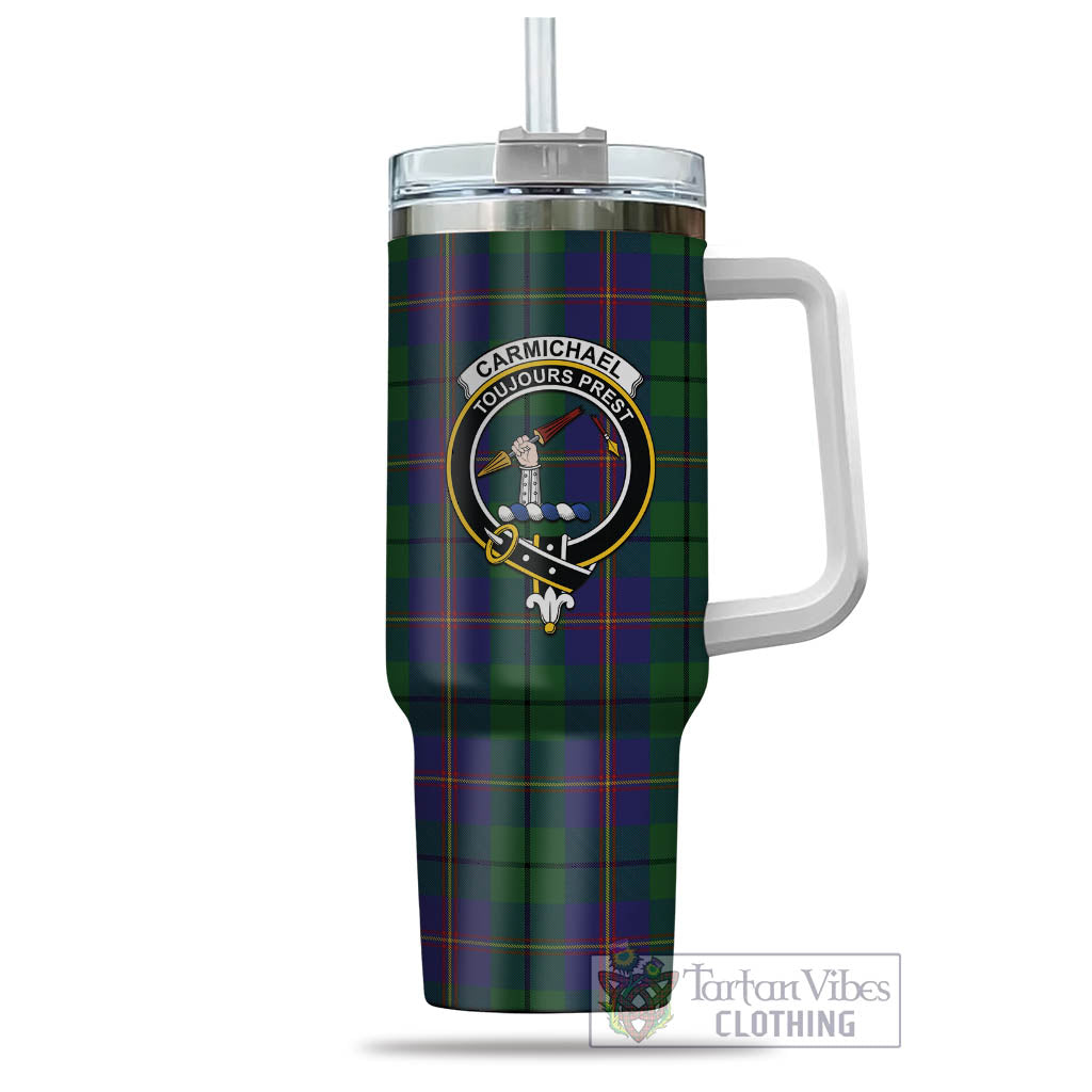 Tartan Vibes Clothing Carmichael Tartan and Family Crest Tumbler with Handle