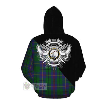 Carmichael Tartan Cotton Hoodie with Family Crest and Military Logo Style Pullover Hoodie - Tartan Vibes Clothing