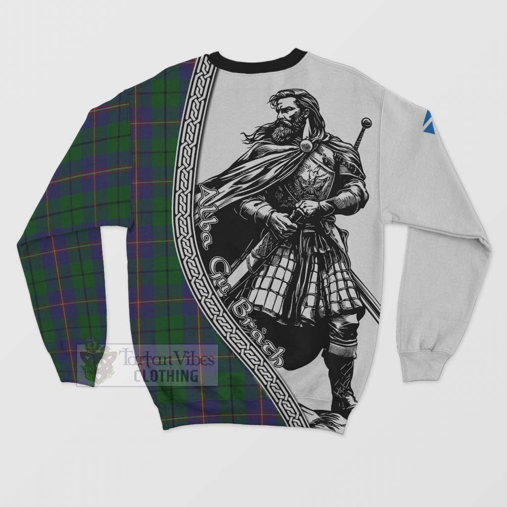 Tartan Vibes Clothing Carmichael Tartan Clan Crest Sweatshirt with Highlander Warrior Celtic Style